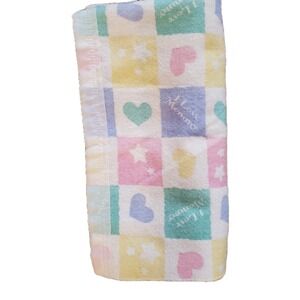 Vintage I Love Mommy Heart Stars Pastel Baby Blanket Nylon Trim‎ Owen